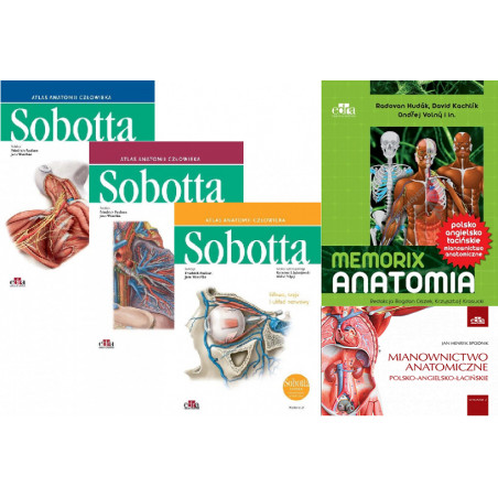 Pakiet Sobotta Łacińskie Tom 1-3 + Memorix Anatomia + Mianownictwo Anatomiczne Spodnik