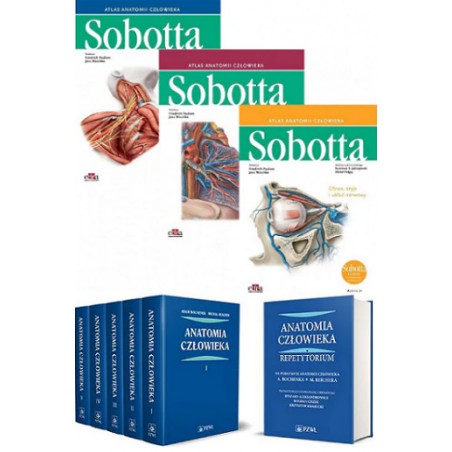 Atlas Anatomii Sobotta Tom 1-3 Łacińskie i Anatomia Człowieka Bochenek Tom 1-5 z Repetytorium Oprawa Miękka